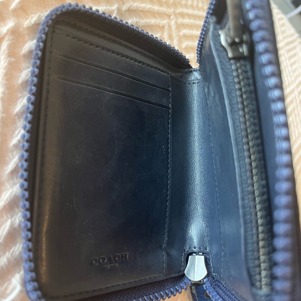 Coach Wallet Blue Horse & Carriage Zip around